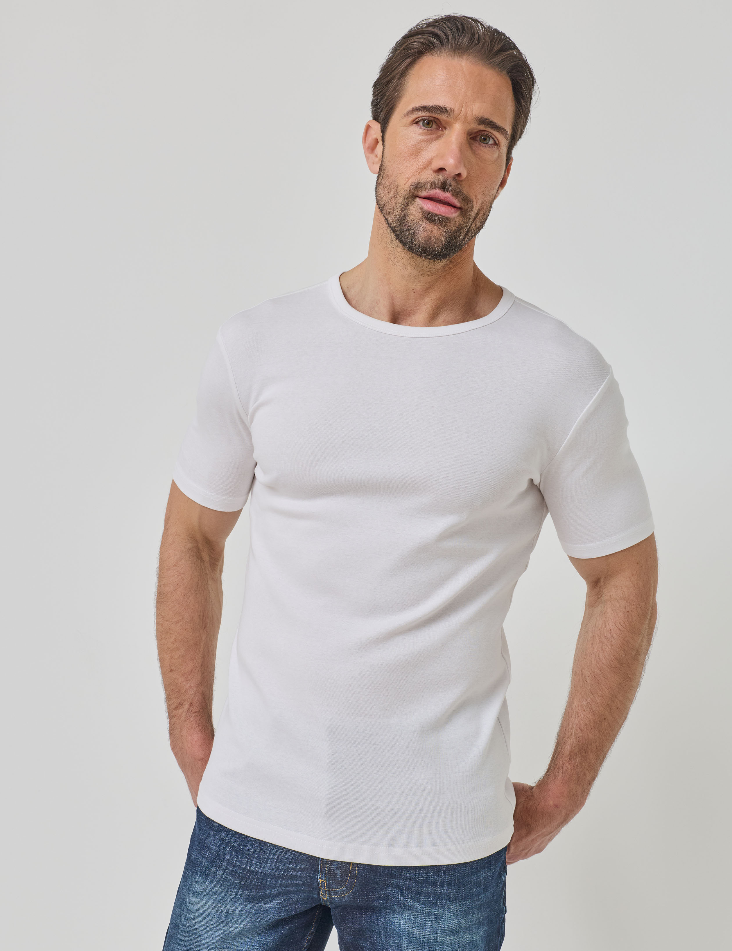 Basic Ripp-Shirt, Rundhals