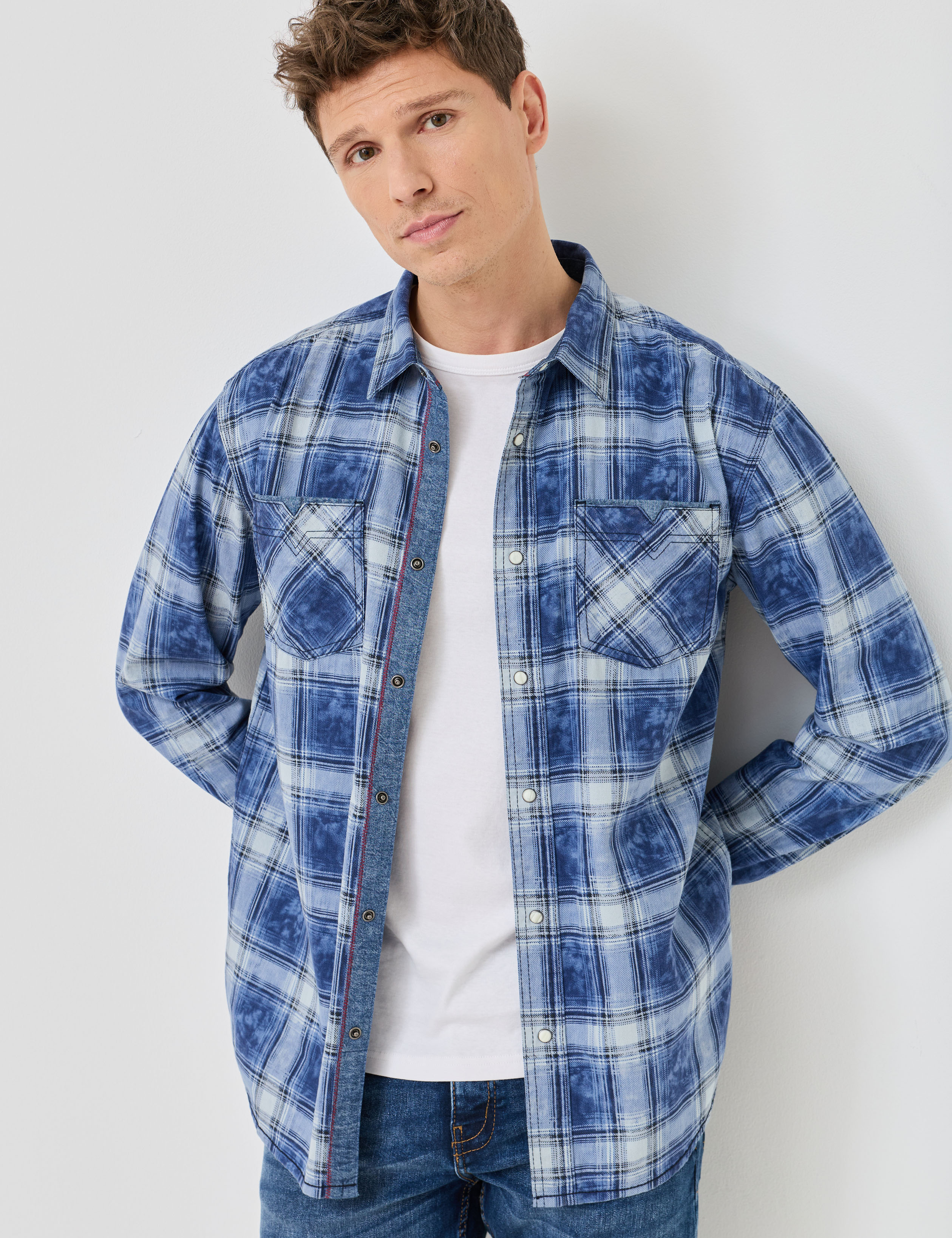 Karo-Hemd im Denim-Look