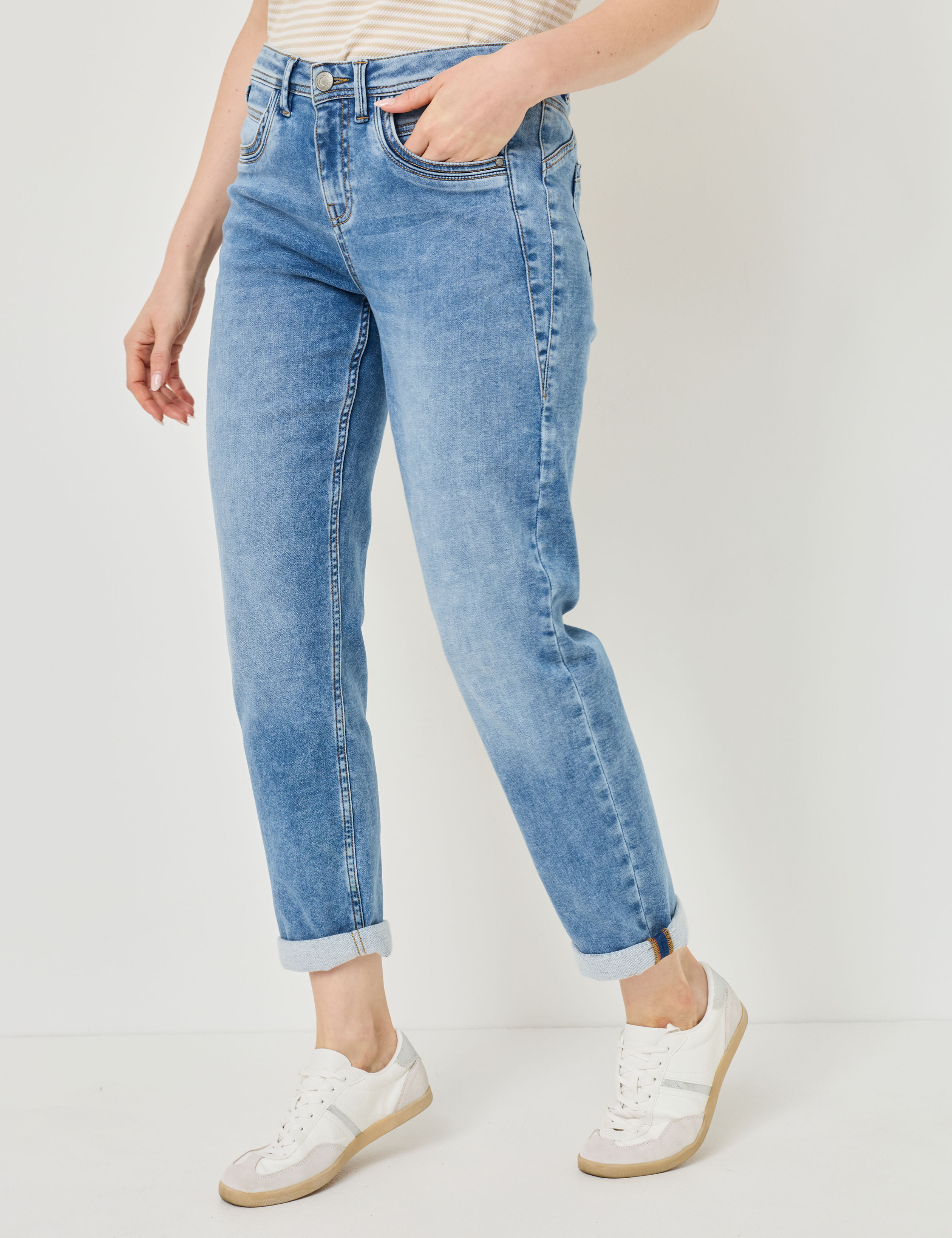 Relaxed Fit Jeans, Leibhöhe: hoch