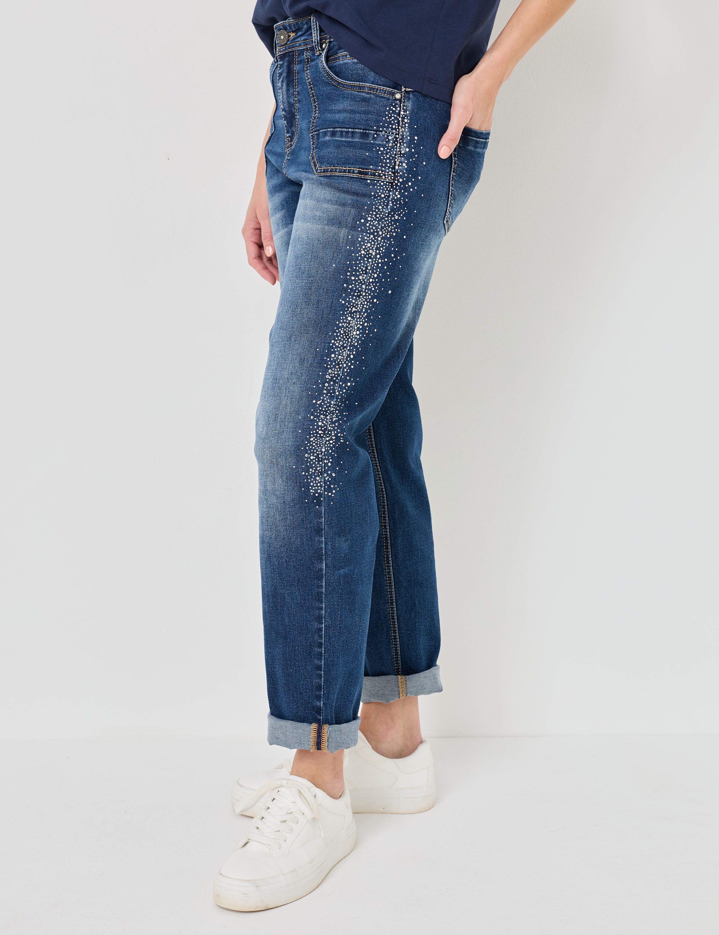 Relaxed Fit Jeans, Glitzersteinchen