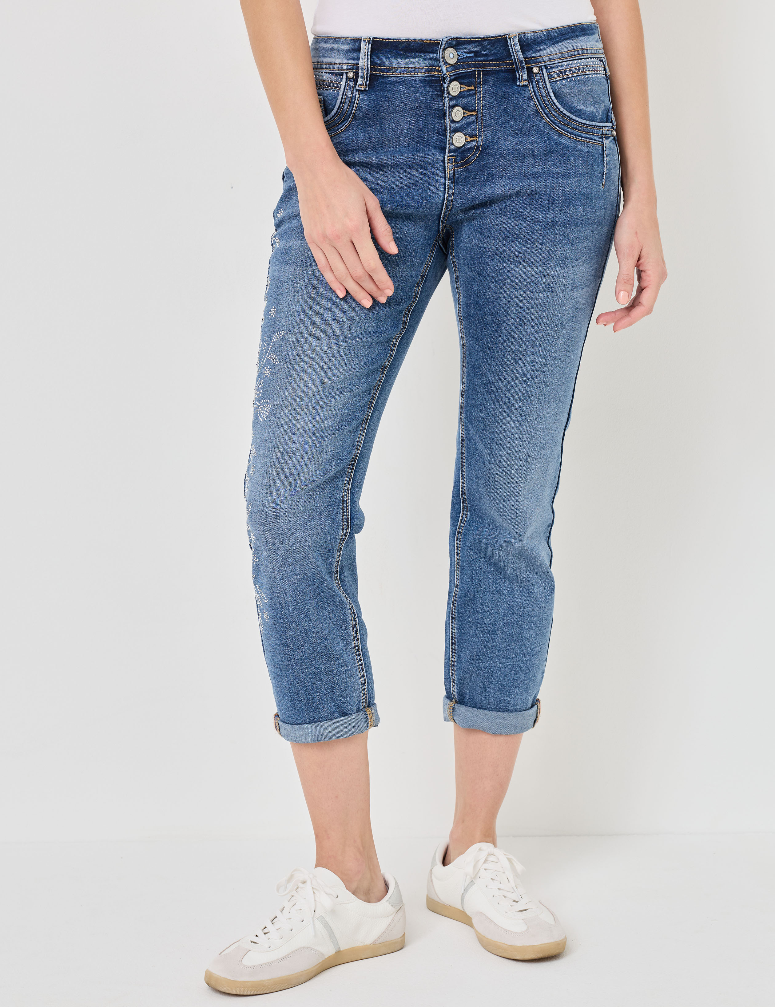 Slim Fit: 7/8 Jeans mit Steinchen