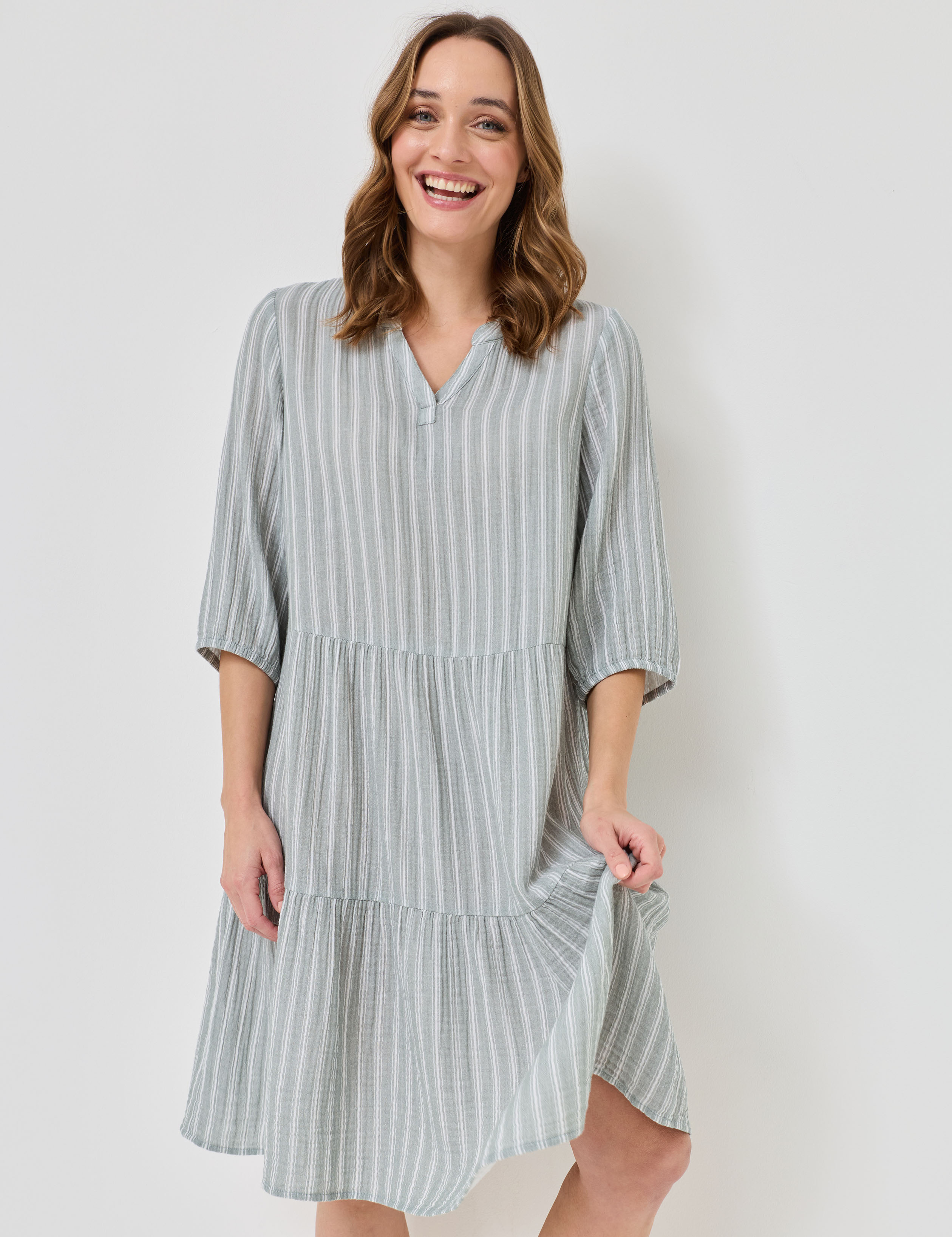 Volant-Kleid aus Baumwoll-Musselin