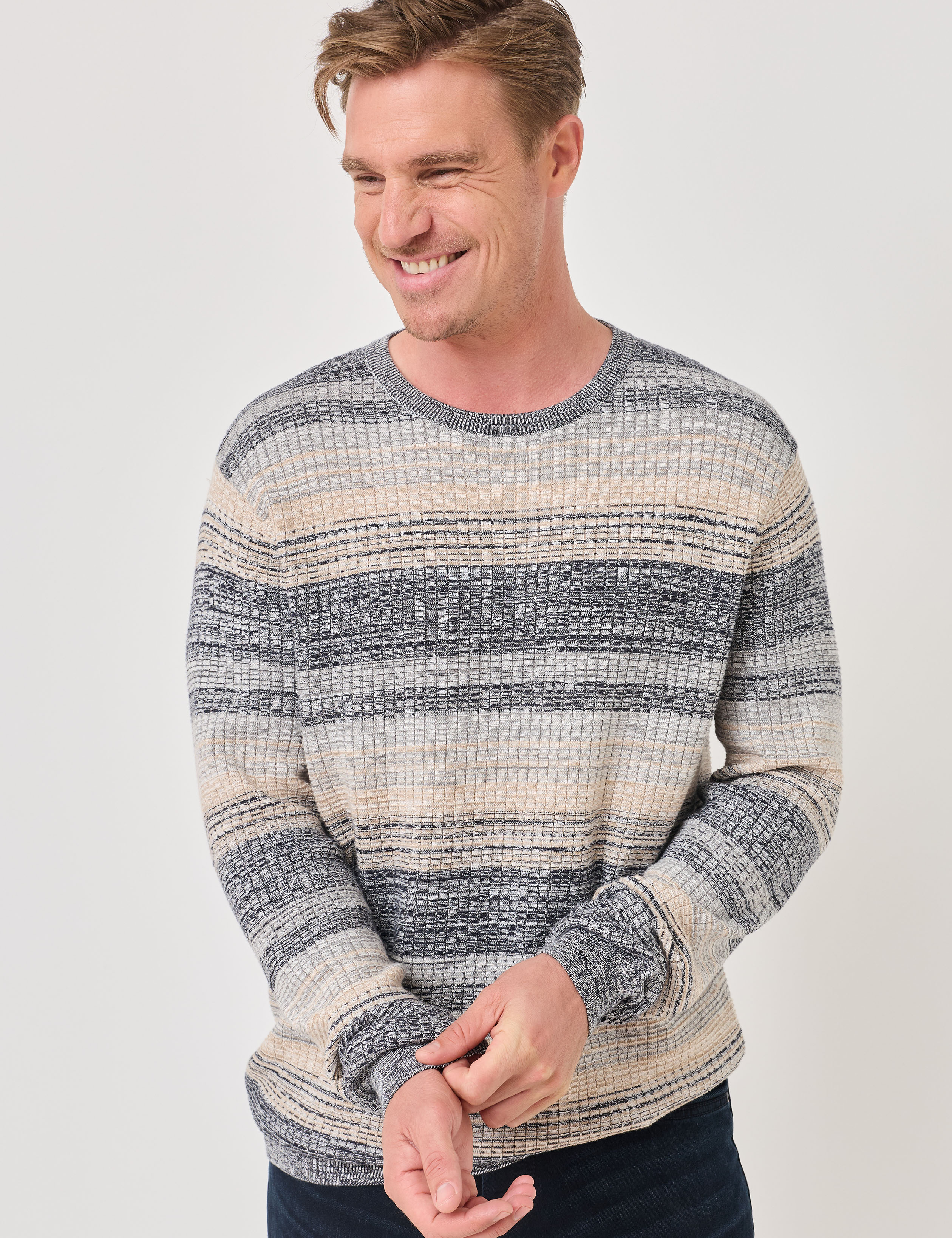 Struktur-Pullover im Streifenlook