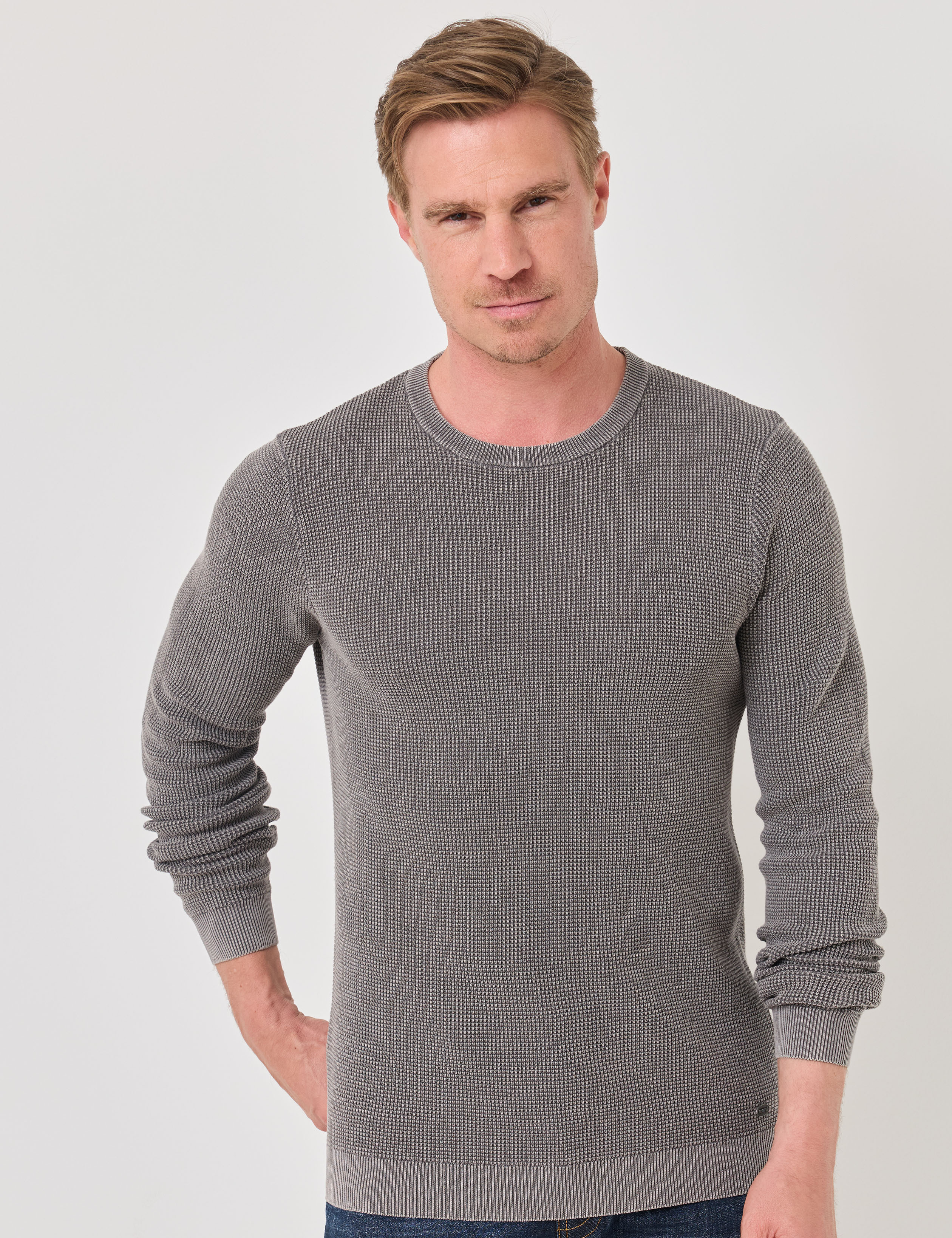 Casual Pullover mit Waffel-Optik