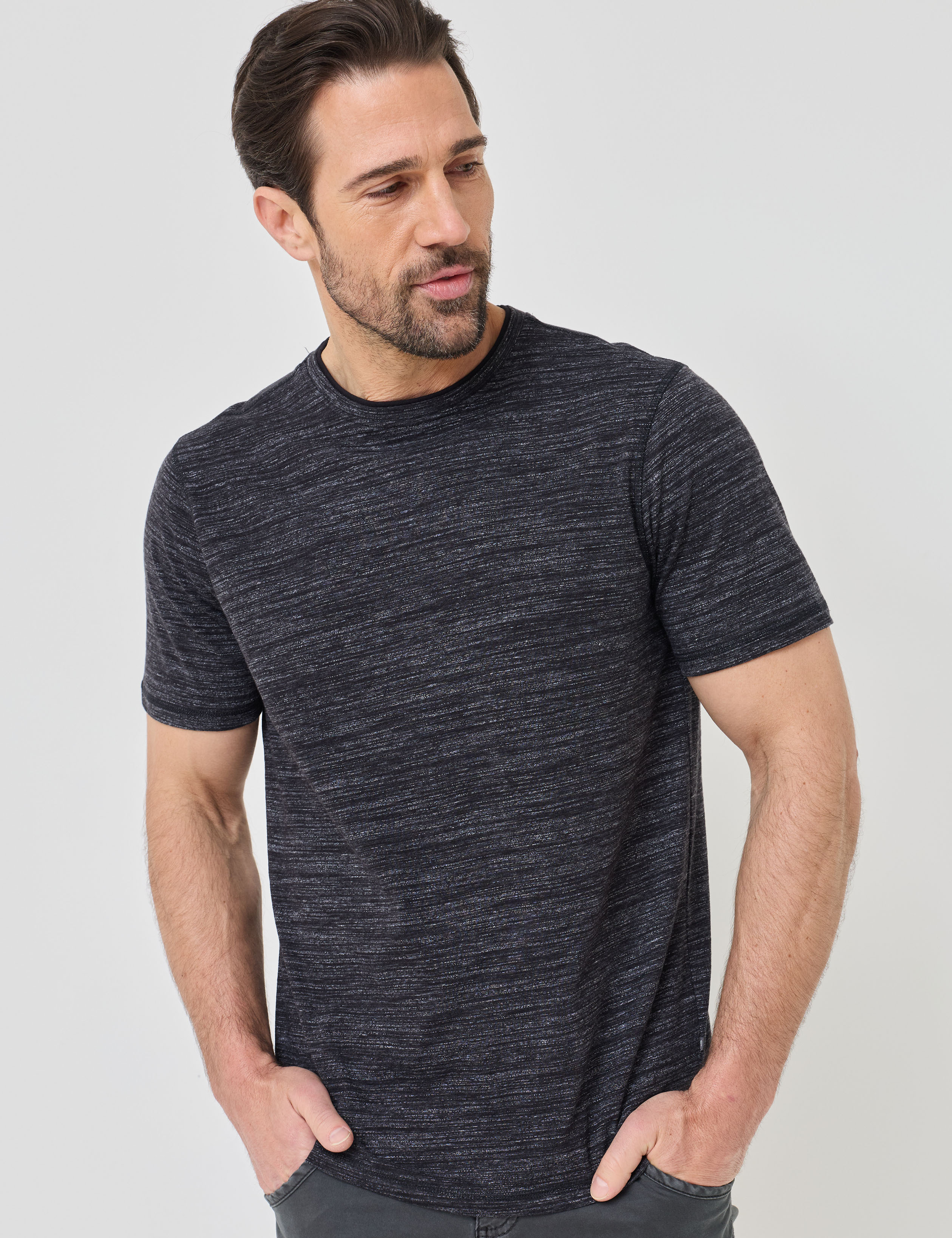 Basic T-Shirt im Melange-Look