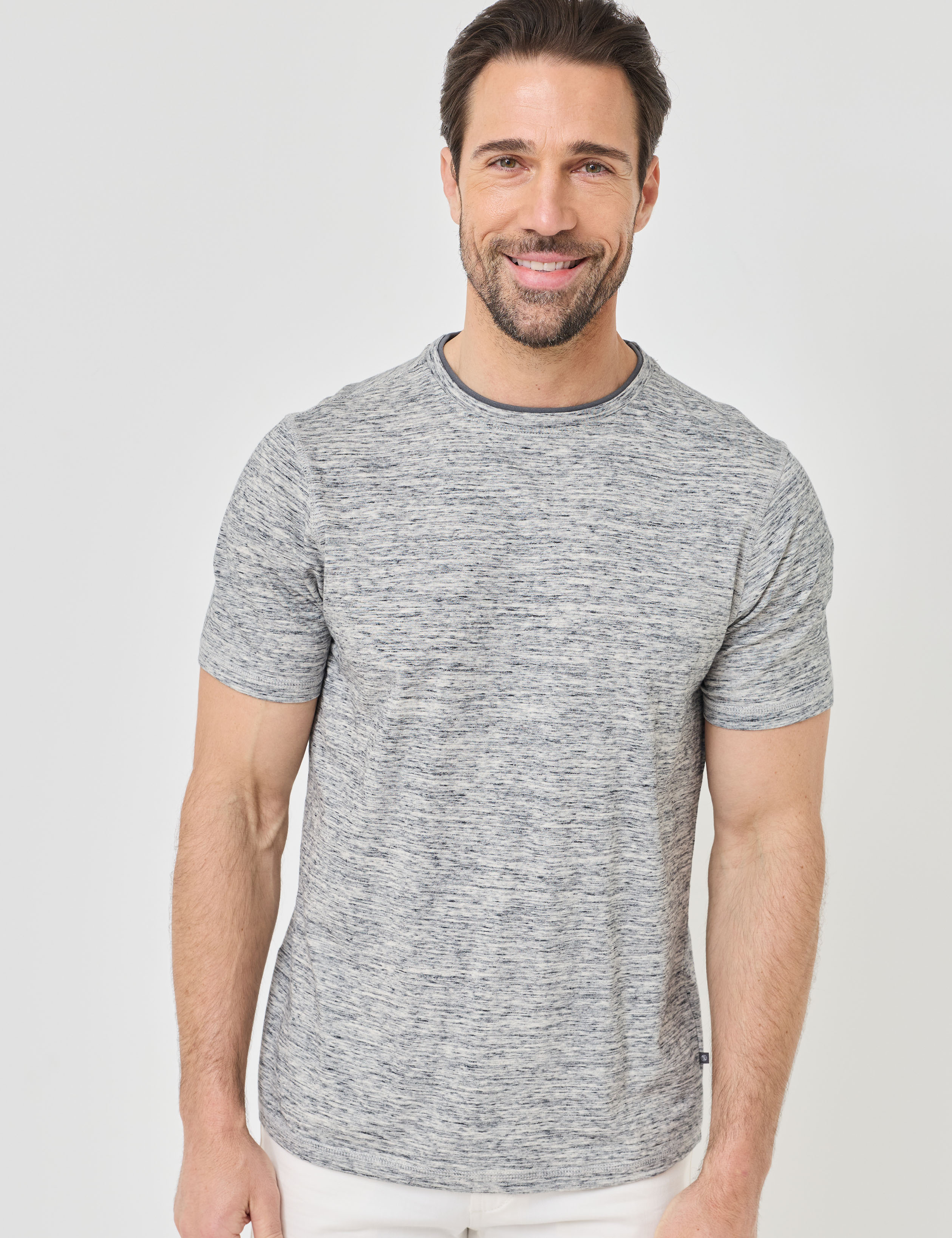 Basic T-Shirt im Melange-Look