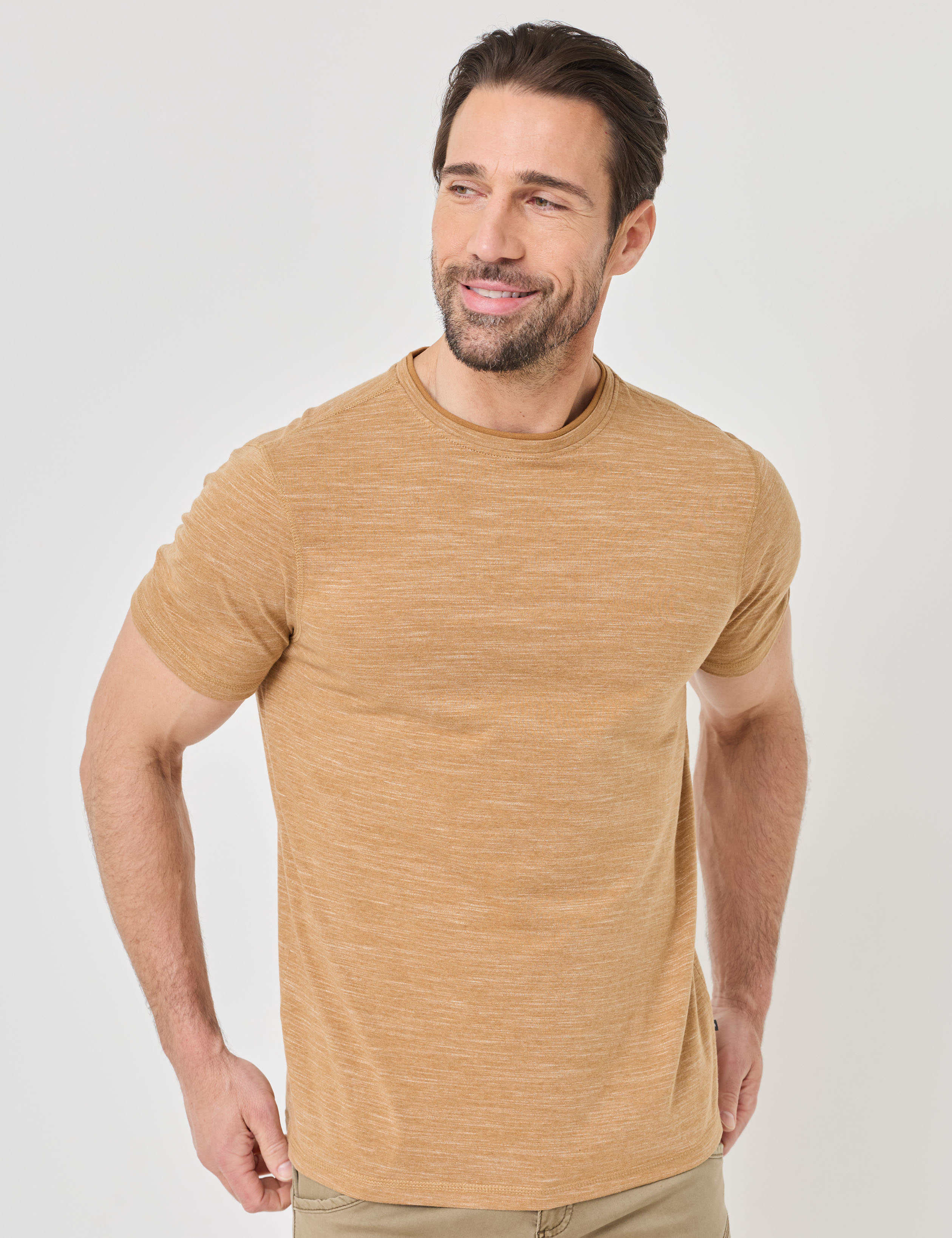 Basic T-Shirt im Melange-Look