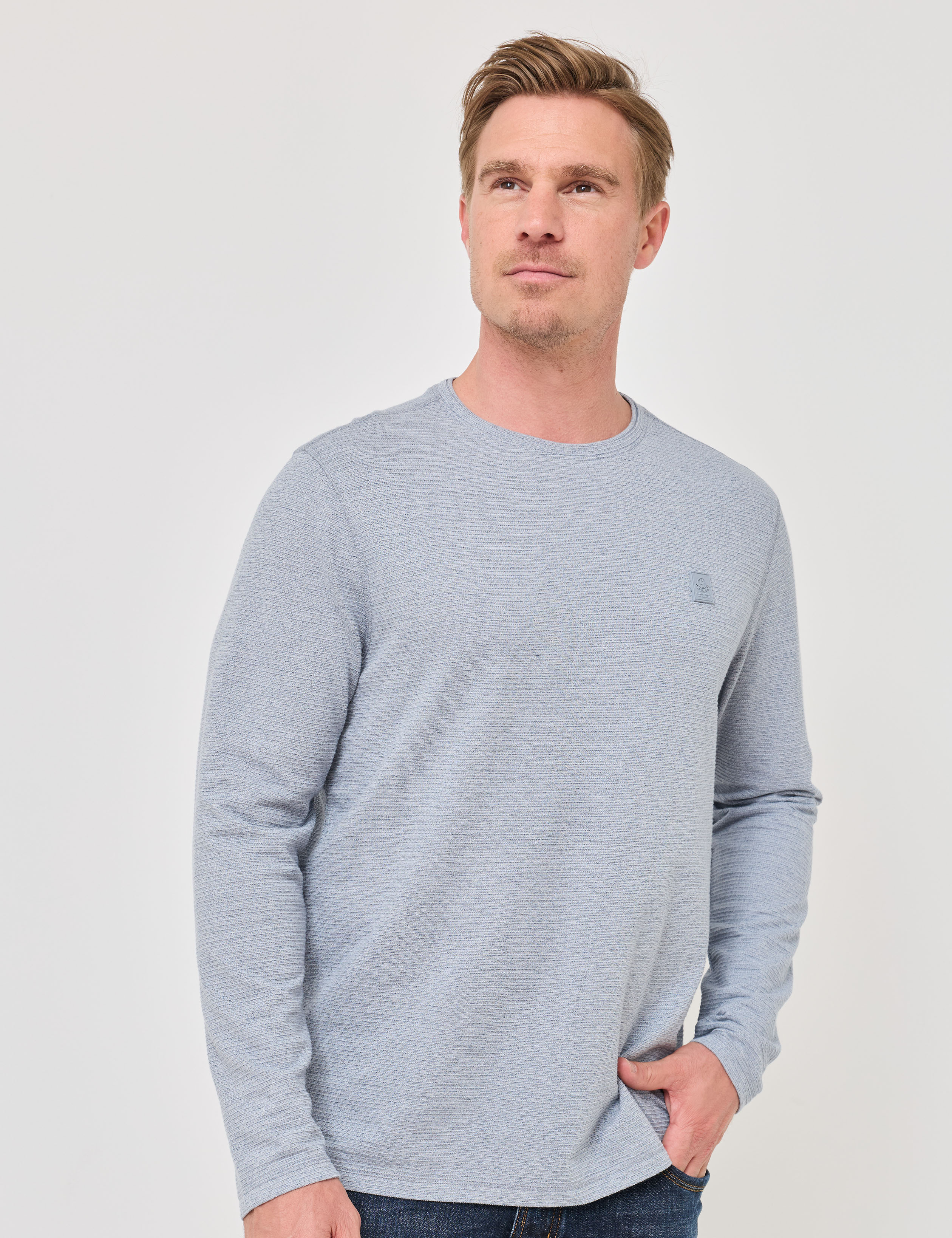 Longsleeve, melierte Struktur-Optik