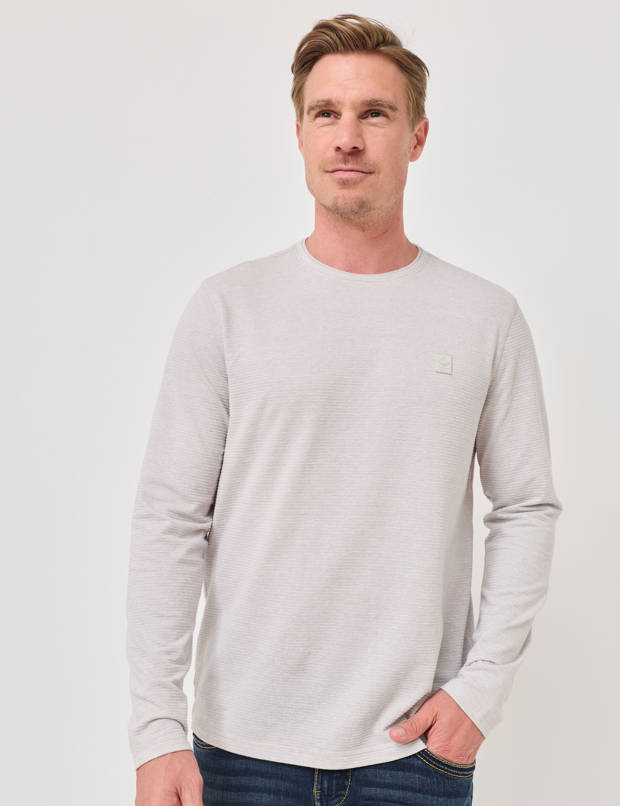 Longsleeve, melierte Struktur-Optik