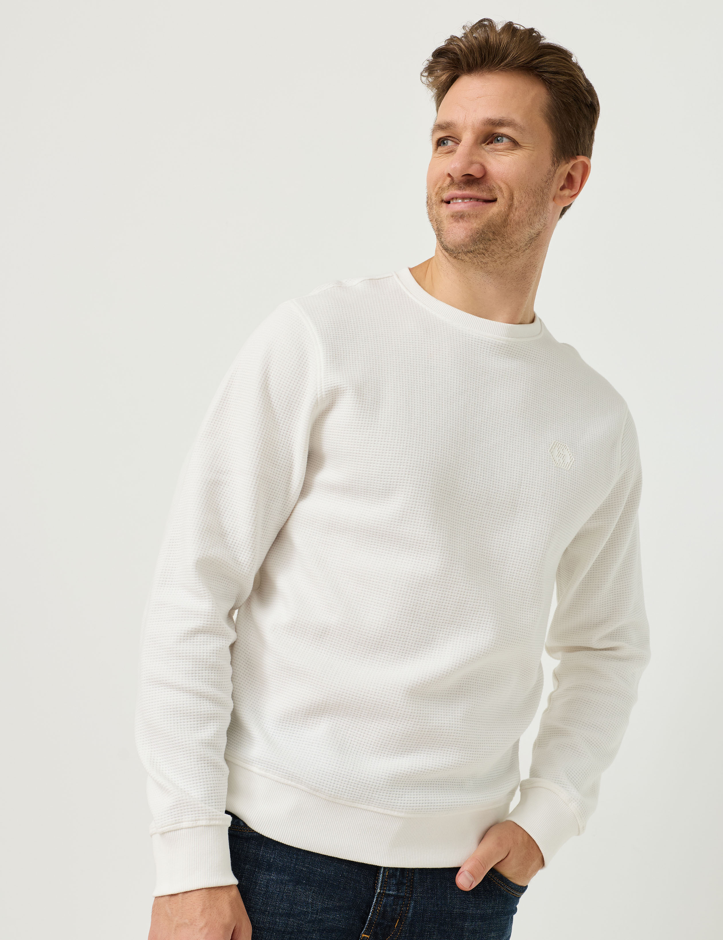Basic Sweatshirt mit Waffelstruktur