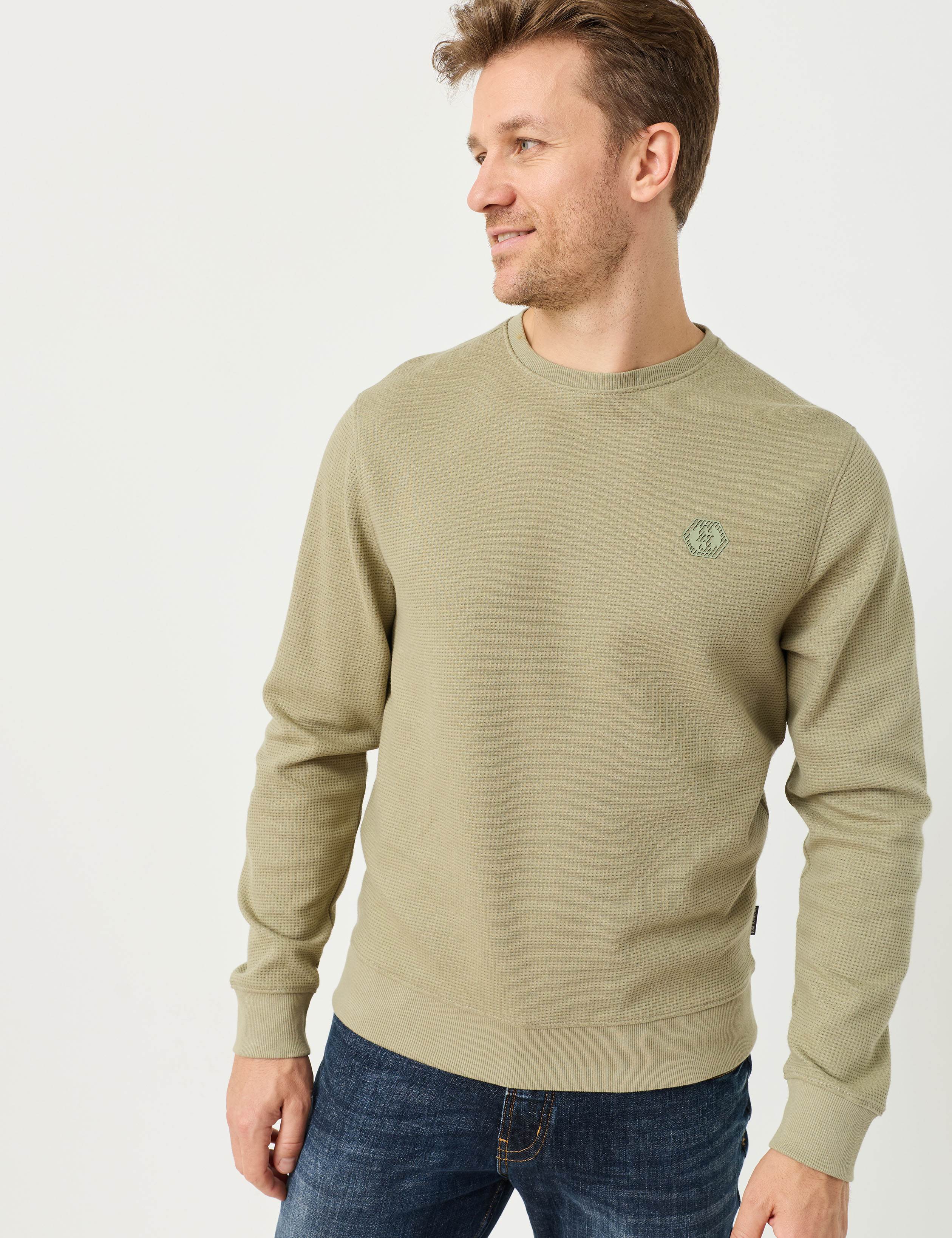 Basic Sweatshirt mit Waffelstruktur