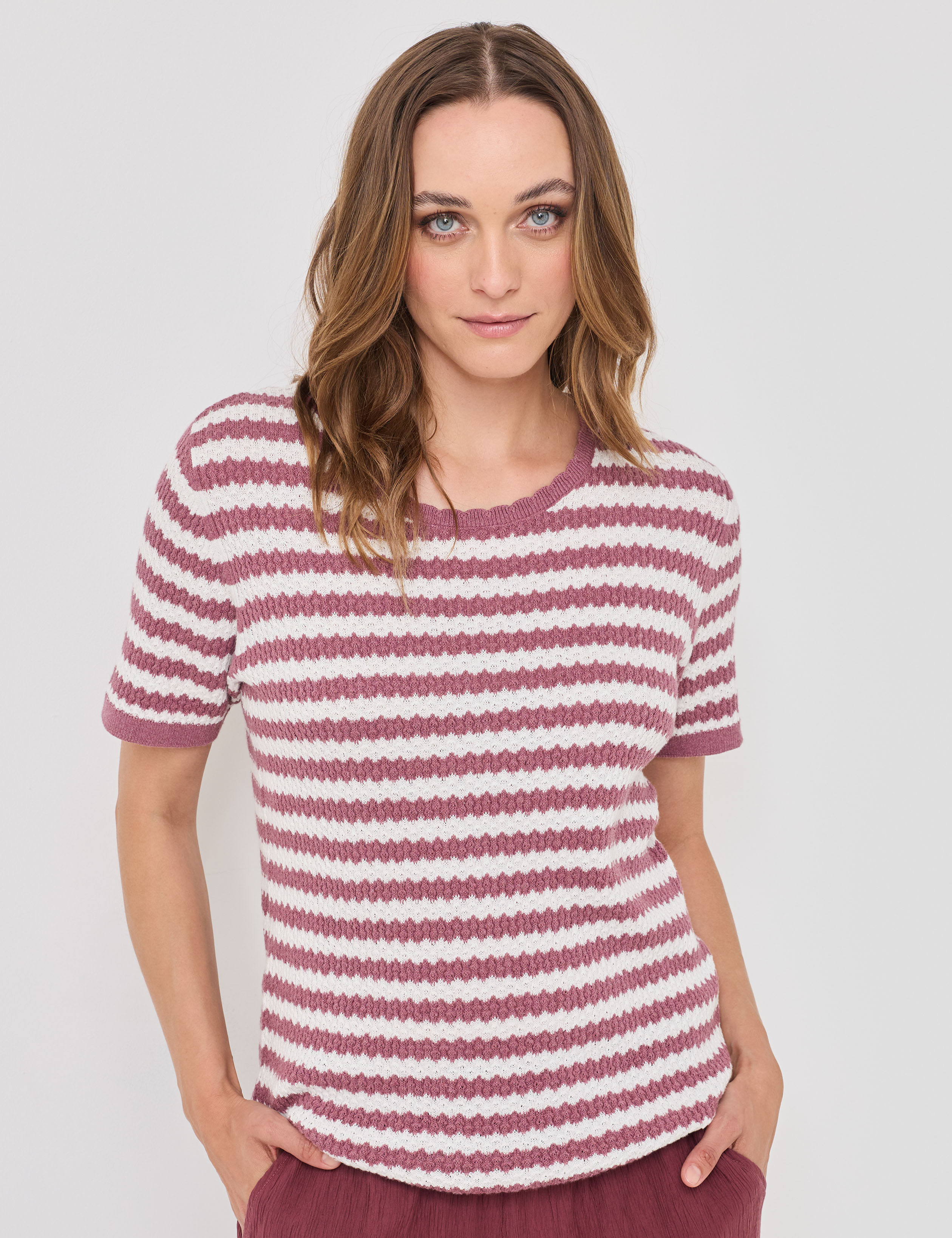 Gestreifter Struktur-Pullover