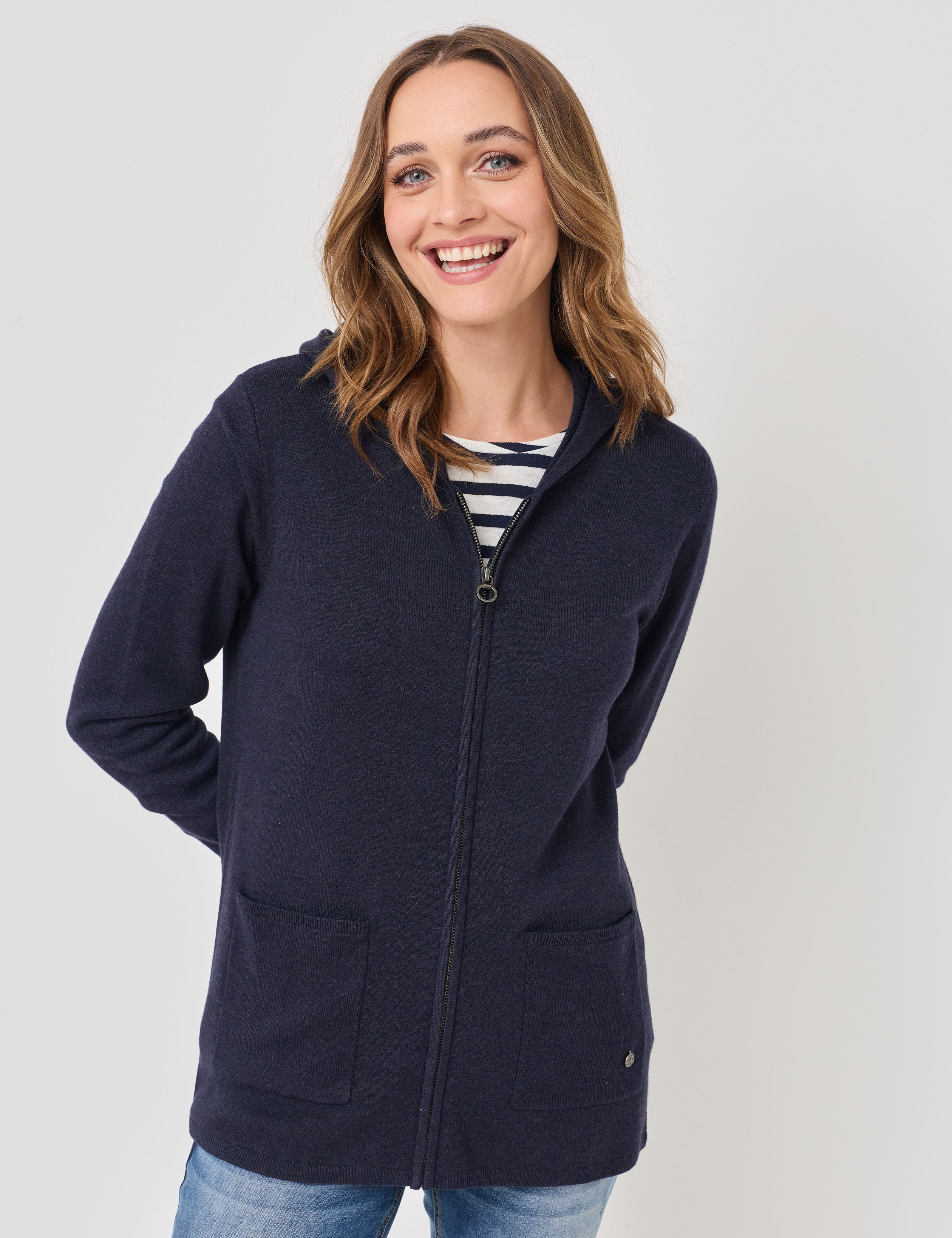 Softe Strickjacke mit Kapuze & Zip