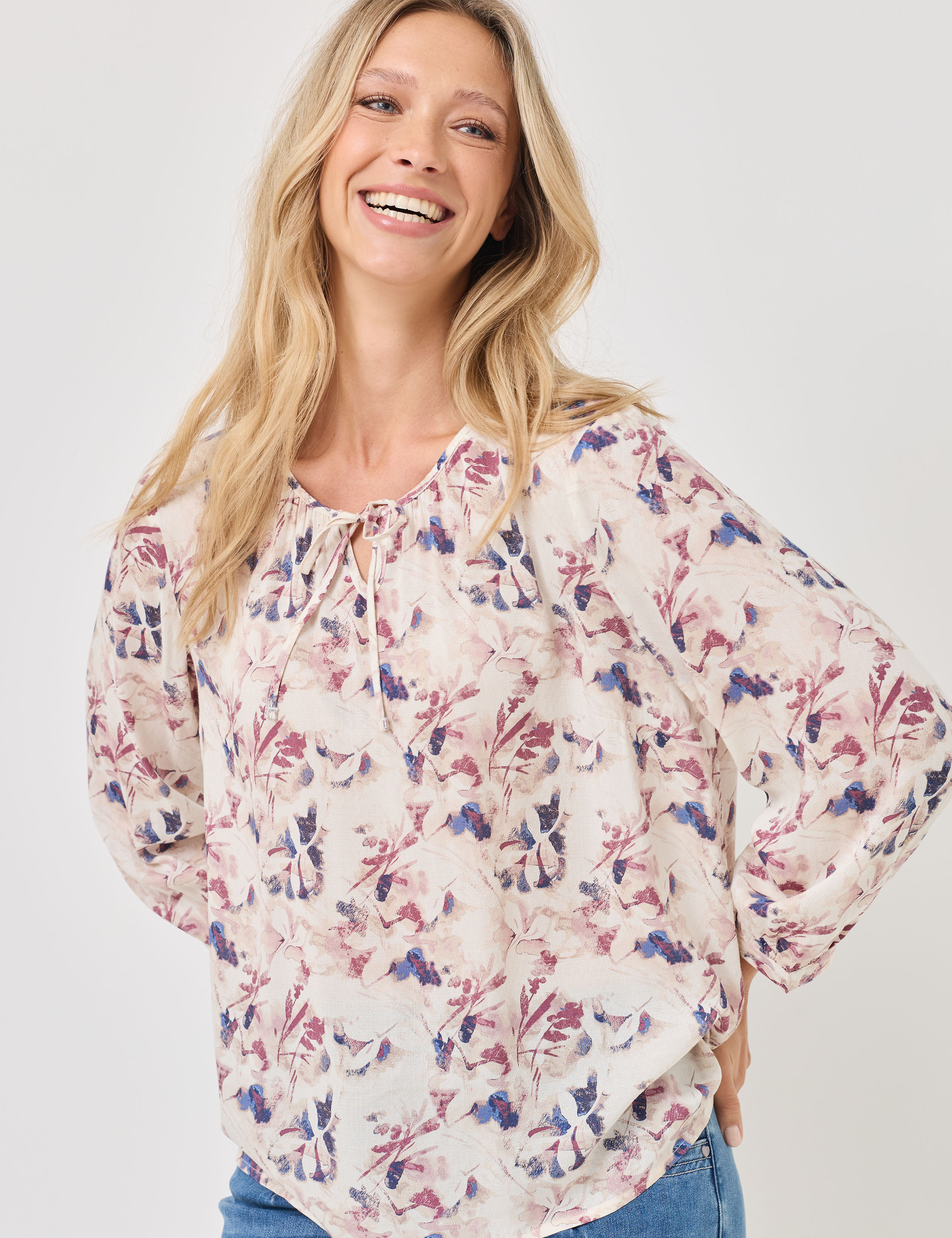 Luftige Viskose-Bluse mit Print