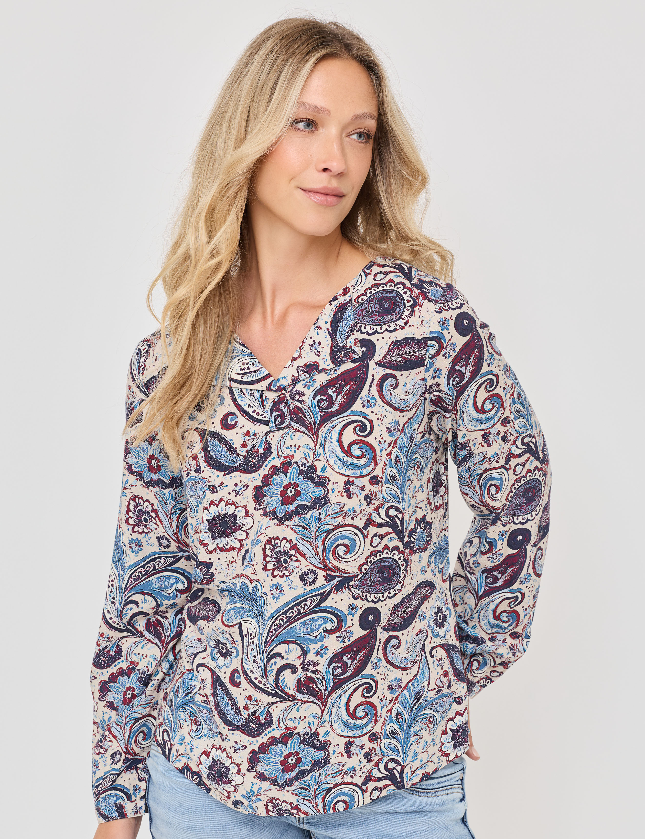 Viskosebluse mit Paisley-Print