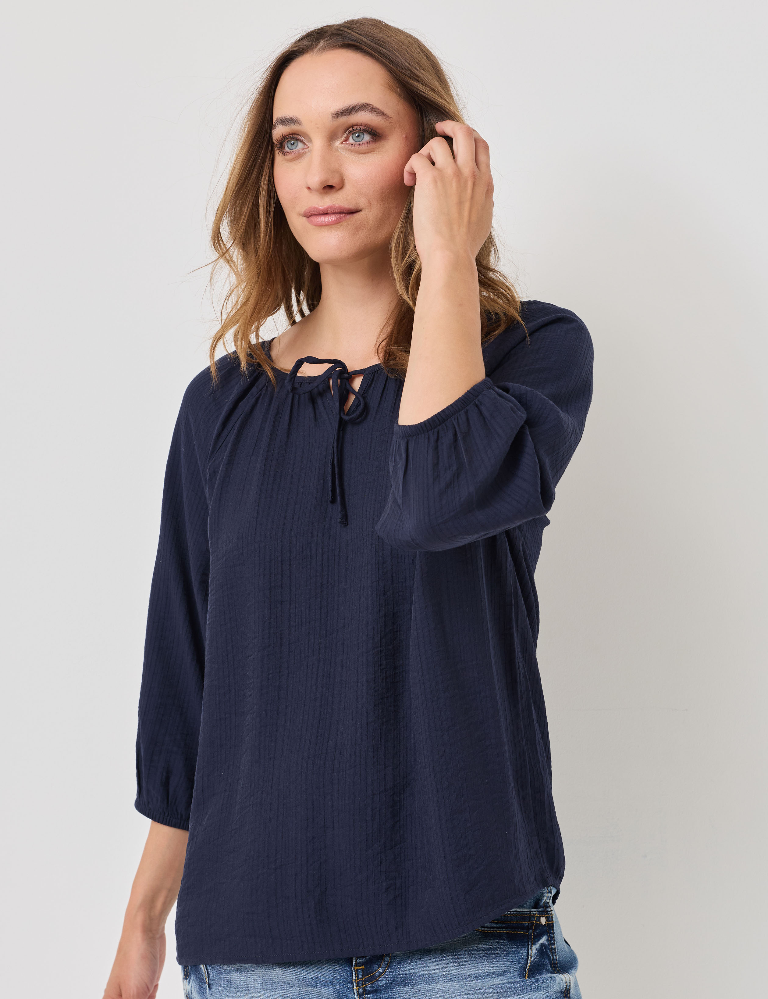 Unifarbige Bluse mit Raglan-Ärmeln