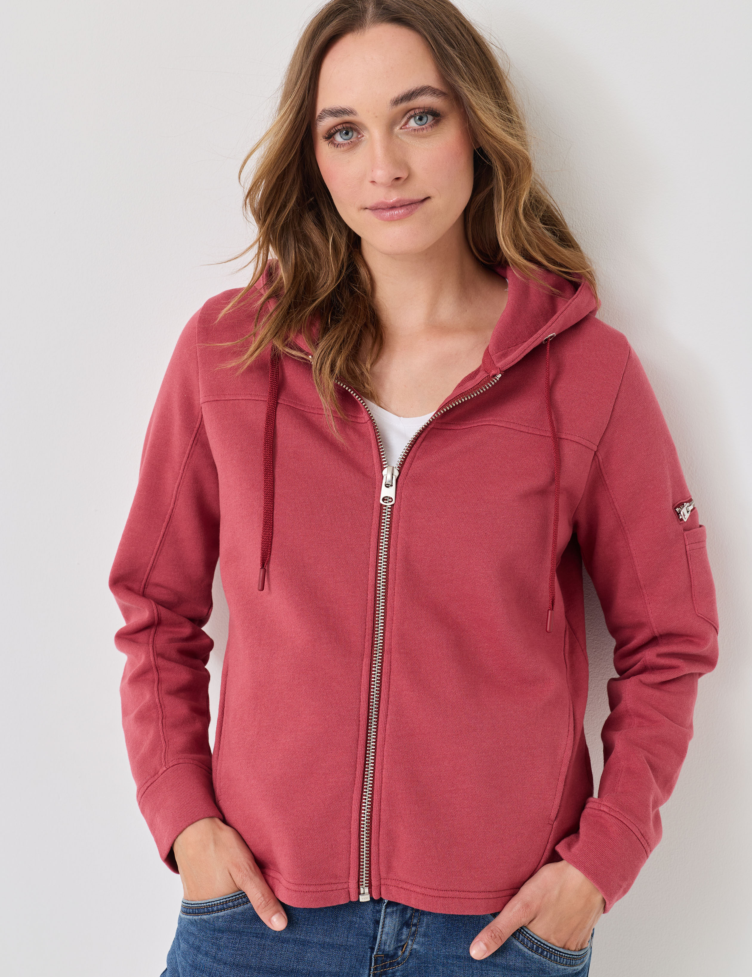 Sweatjacke mit Zip und Kapuze