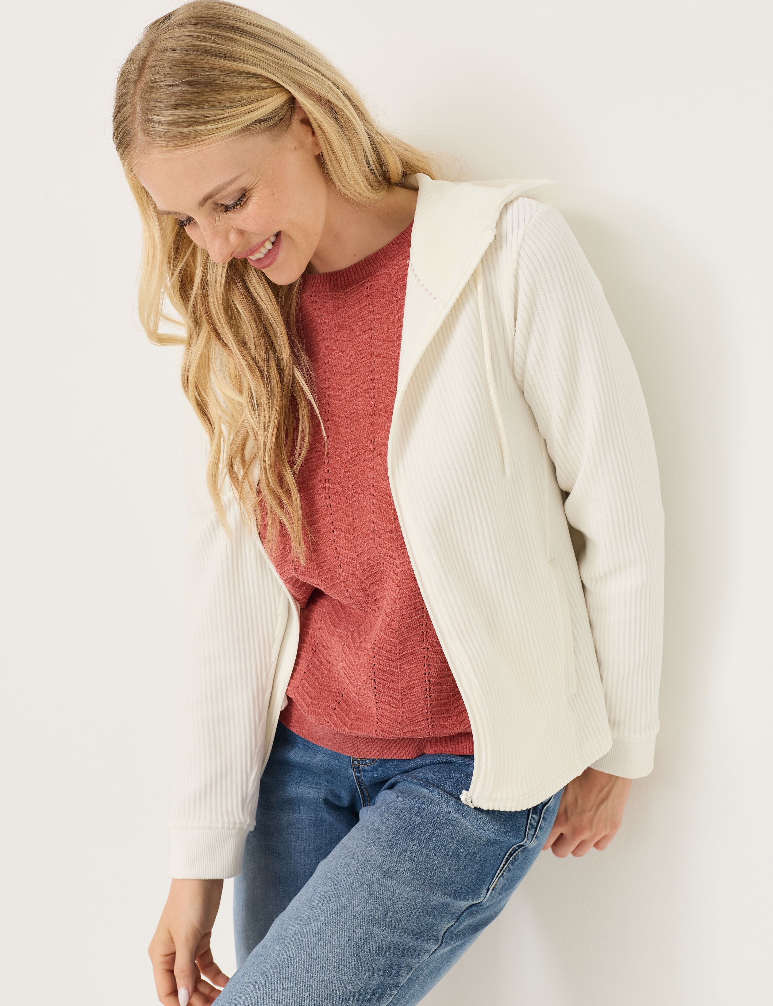 Softe Sweatjacke in Cord-Optik