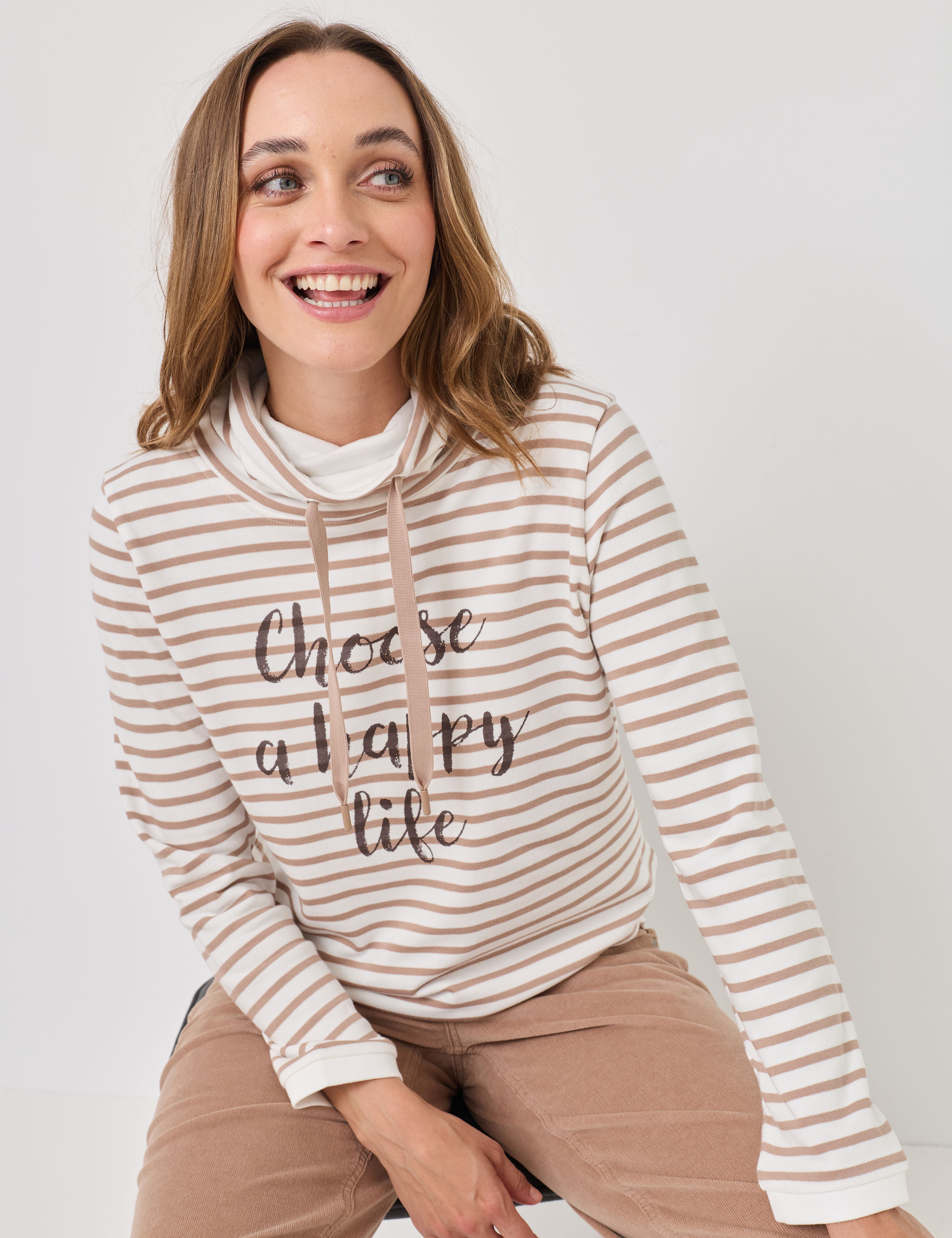 Ringel-Sweat mit Frontprint
