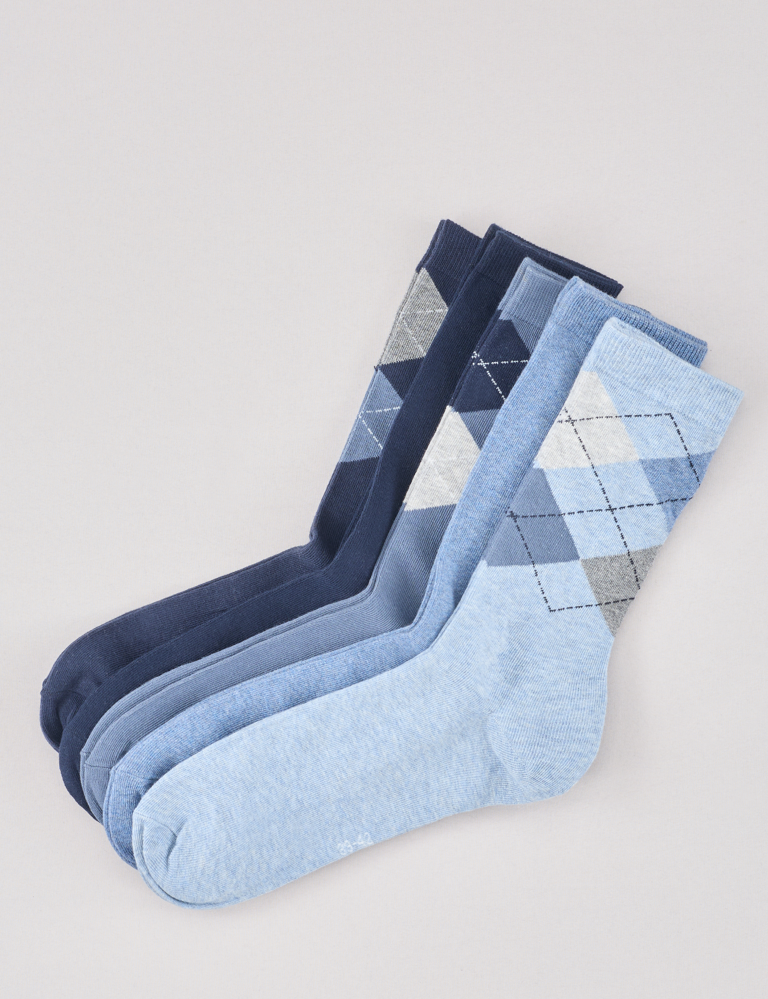 5er Pack Socken: Rauten & uni
