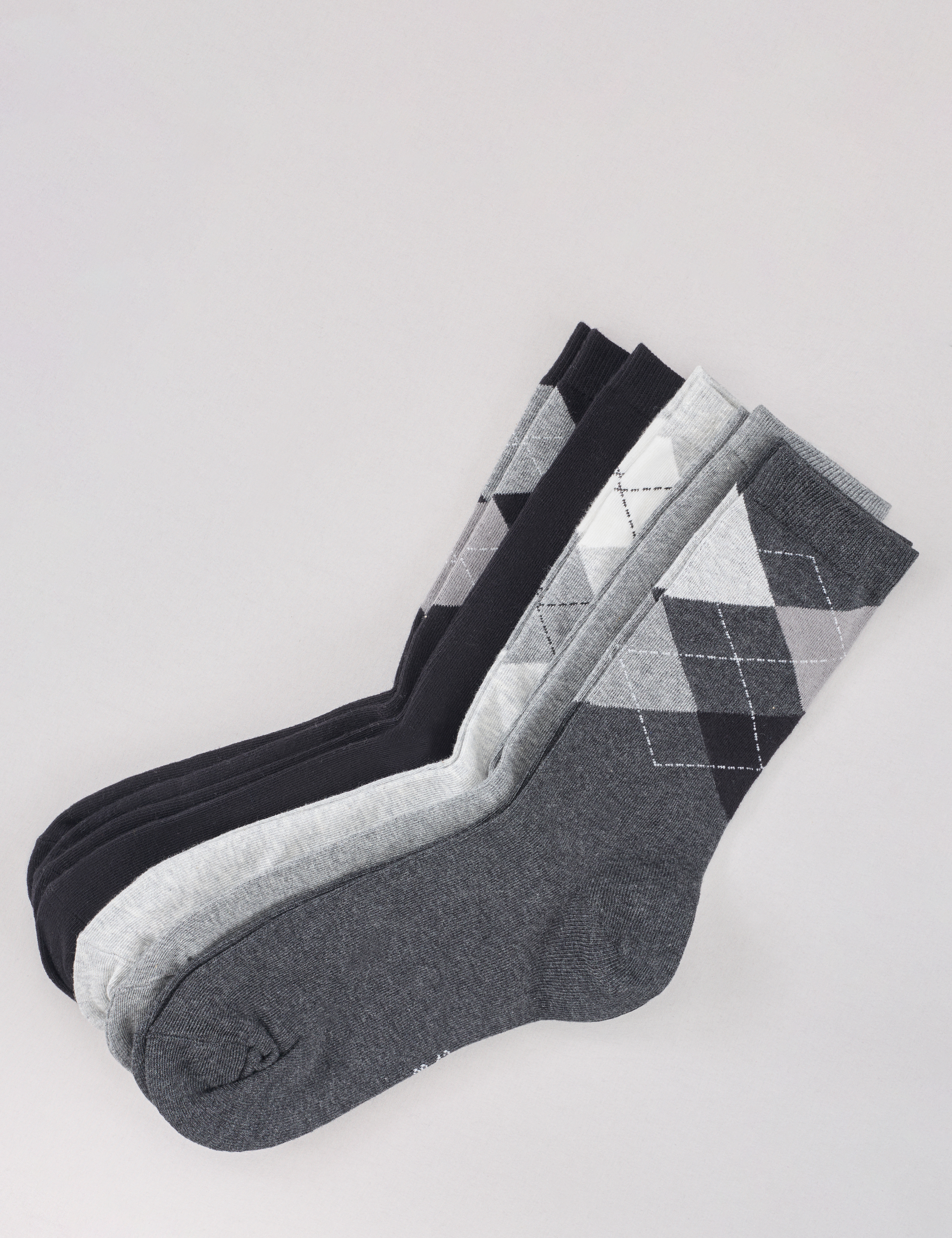 5er Pack Socken: Rauten & uni