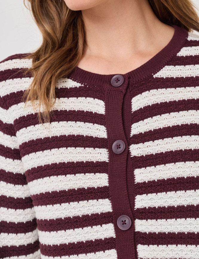 Gestreifte Strickjacke, Knopfleiste