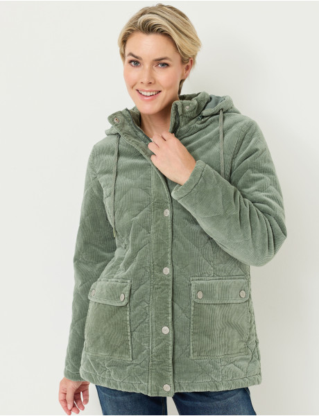 Gesteppte Cordjacke mit Kapuze