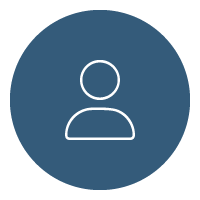 Blaues Kreis-Icon mit weißer Personen-Silhouette als Profil- oder Benutzerkonto-Symbol