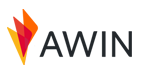 AWIN Firmenlogo mit schwarzem Schriftzug und orange-rotem Markenzeichen